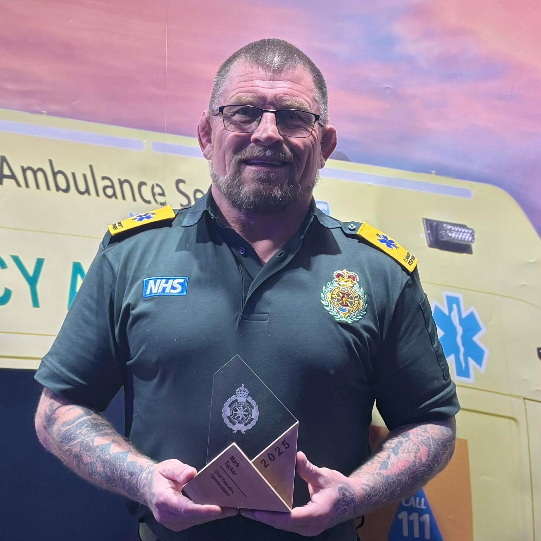 Mark Tucker receiving the SWAST Chief Executive's Commendation Award 2025